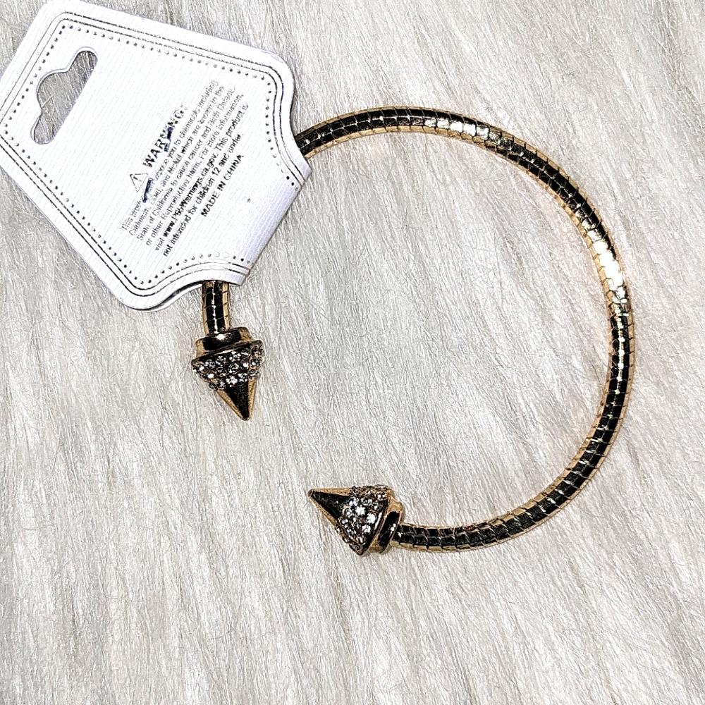 Gold Bangle Bracelet with Rhinestones (Brand New)